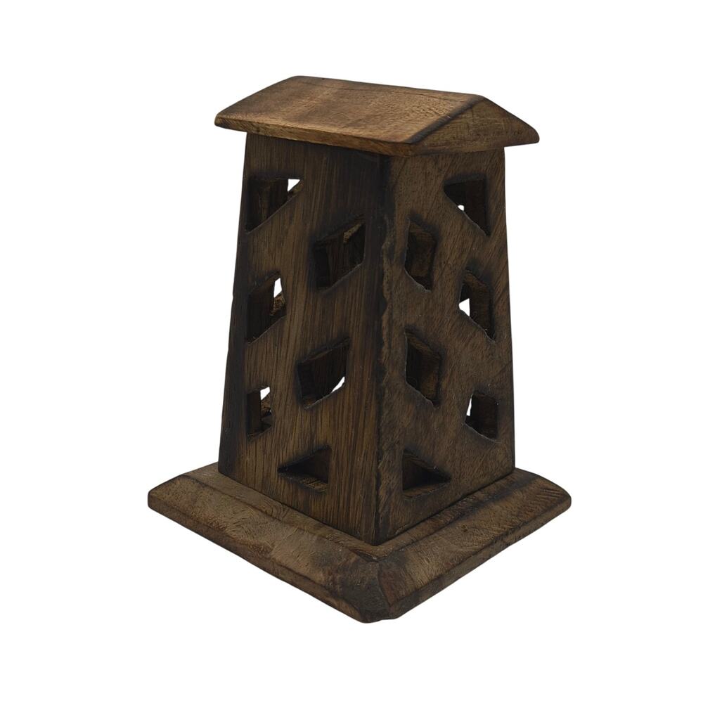 Exquisite Hand-Carved Wooden Incense Cone Tower (4 in.)